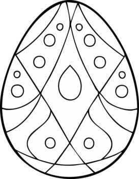 Outlined Easter egg design with circles, diamonds, and teardrop shapes on a white background vector