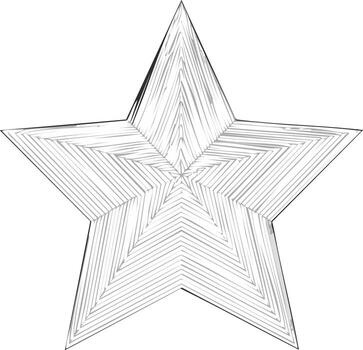 Stylized star illustration with linear design and pointed edges, perfect graphic element vector