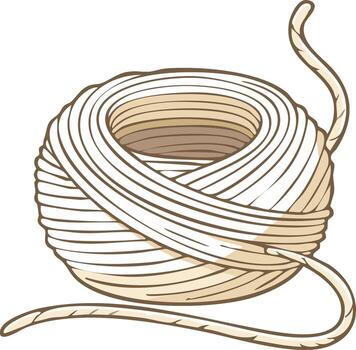 Illustration of a ball of twine with the string extending in a circular shape vector