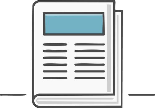 Stylized paper stack document with teal banner and bold lines layout concept vector