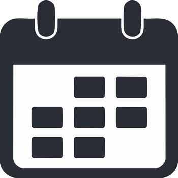 Calendar icon representing time and events, schedule, appointments, reminder in simple flat design vector