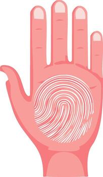 Open Hand with Fingerprint Illustration Identity Verification Concept Biometric Scan Access vector