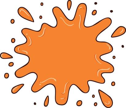 Vivid Orange Splatter with Tiny Droplets Bursting Around a Central Blob Shape, Artistic Mess on White Backdrop vector