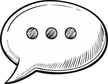 Sketch of a Speech Bubble with Three Dots Indicating Someone is Typing vector