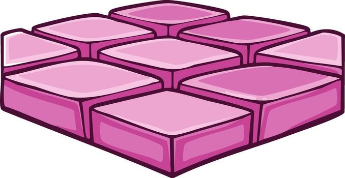 rosado geométrico cuadrícula formar un bloquear, visto desde un ángulo, en un estilizado dibujos animados estilo vector
