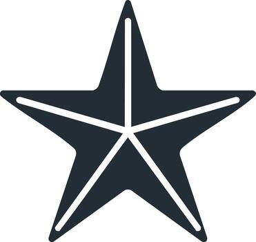 Five Pointed Star Shape with Rounded Edges and Thin White Interior Lines vector