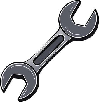 Double open end wrench spanner tool graphic icon for repair and maintenance vector