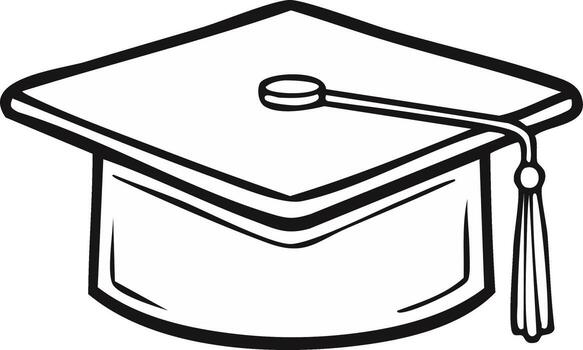 Simple Graduation Cap Outline with Tassel and String vector
