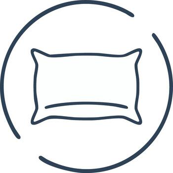 minimalista almohada icono en un circular rayado contorno representando dormir y comodidad vector