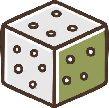Illustrated Game Die Object with Dotted Faces and Hand Drawn Style vector