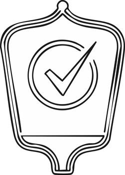 Shield Icon with Check Mark Symbolizing Approval, Validation and Successful Completion Process in Minimalist Design vector