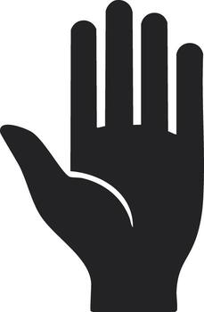 Simple black icon of an open hand making a stop or high five gesture vector