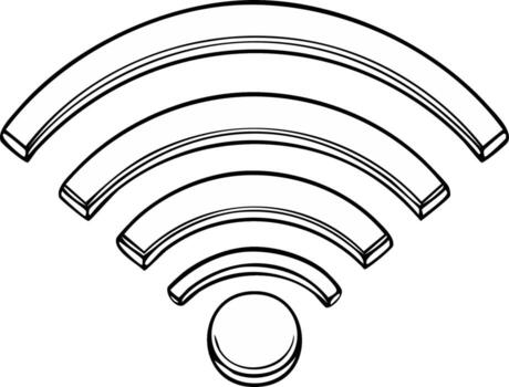 Wireless Network Signal Icon Graphic Black and White Communication Connection vector