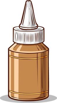Cartoon Style Brown Squeeze Bottle with Pointed White Applicator Tip for Glue or Crafting Liquids vector