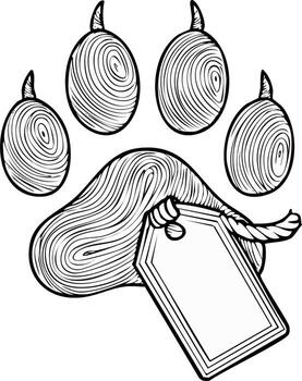 Paw print design with blank tag for personalization, illustration vector