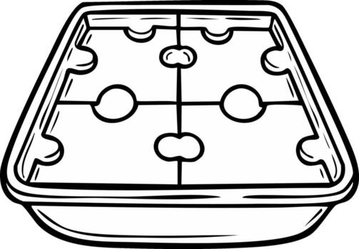 Line art illustration of an empty tofu press container for draining water vector