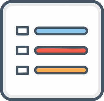 Digital flat icon showing a checklist with three colorful progress bars and empty square checkboxes vector