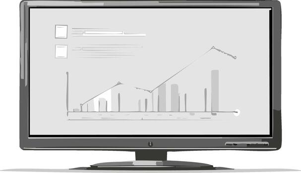Desktop Monitor Displaying Business Bar Graph and Data, Financial Report on Screen for Analysis vector