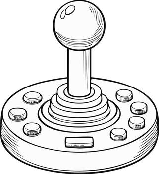 Illustration of Classic Arcade Game Joystick with Multiple Buttons for Retro Gaming vector