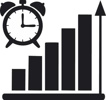 Growth Chart with Clock Showing Rising Statistics and Time Management vector