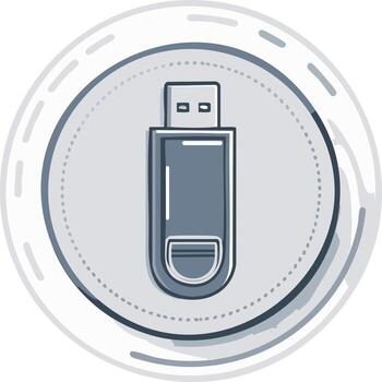 USB flash drive in circular design illustration. Digital data storage device vector