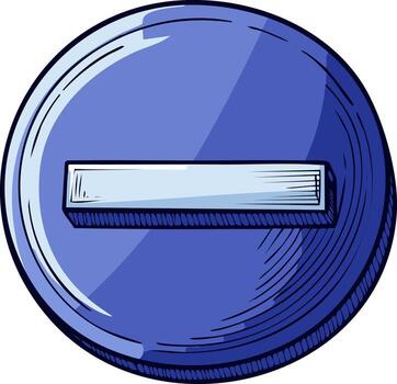 Blue Round Button with Minus Sign Remove Element Symbol Design Icon vector