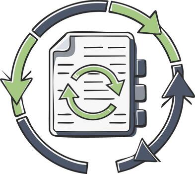 Document with Circular Arrows Representing Process Improvement and Workflow vector