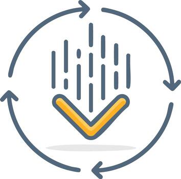 Falling Data with Circular Arrows indicating Feedback Loop Icon Illustration vector