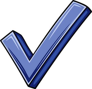 Bold three dimensional blue checkmark symbol for success approval and completed tasks vector