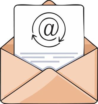 Open Envelope with Email Symbol and Arrows Depicting Sending and Receiving Message vector