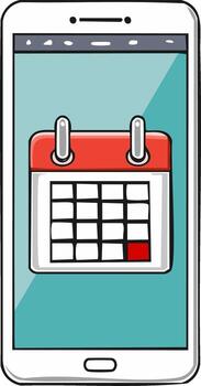 Smartphone screen showing a colorful calendar application icon for event planning vector