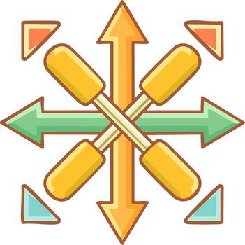 Stylized Arrows with Crossing Shapes, Directional Icons, Design Element vector