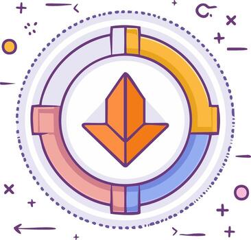 descargar Progreso flecha icono dentro segmentario circulo diagrama vector