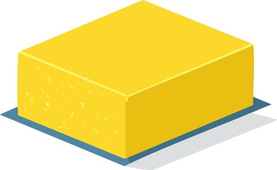 Isometric illustration of a yellow cheese block with holes, isolated on white background vector