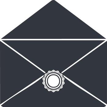 elegante oscuro sobre con decorativo cera sello para mensajes, formal comunicaciones o invitaciones ilustración vector