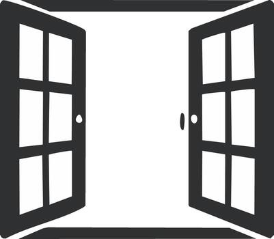 Open Window Frame with Glass Panes Letting Light Inward Simple Architectural Design Graphic Element vector
