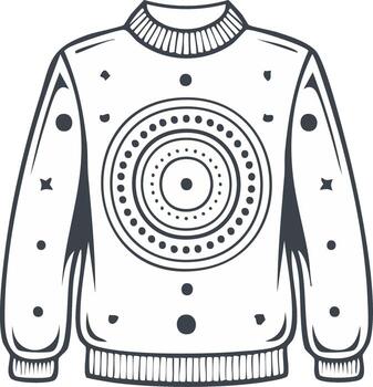 Ornamented knitted sweater design with geometric patterns and dots, illustration vector