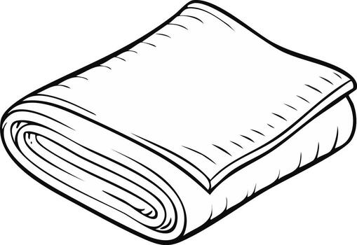 Folded Blanket or Fabric with Simple Outline Drawing Style vector
