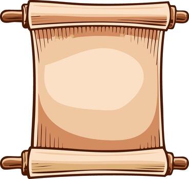Ancient Scroll Unfurled for Important Announcement Text on Parchment Paper Frame vector