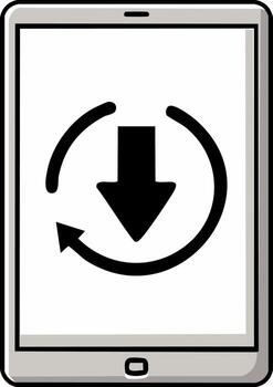 Tablet Device Screen Showing Download or Update Arrow Icon Digital Technology Concept vector