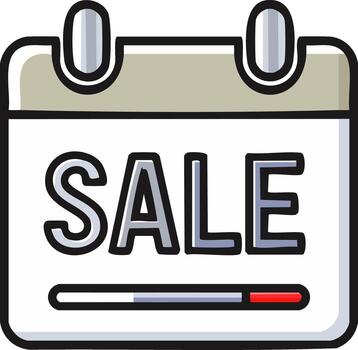 calendario icono con rebaja texto y Progreso bar indicador acerca de a expirar, anuncio diseño vector