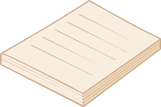 Isometric Stack of Beige Lined Paper Sheets Illustration for Note Taking and Writing Tasks vector