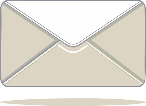 Isolated graphic rendering of a closed envelope in beige and white with shadow, flat icon, letter, mail message, design element vector