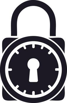 Combination padlock icon with a timer dial and keyhole vector