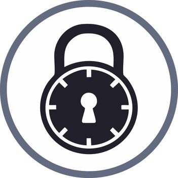 Padlock icon with keyhole and dial inside a circle on a solid white background vector