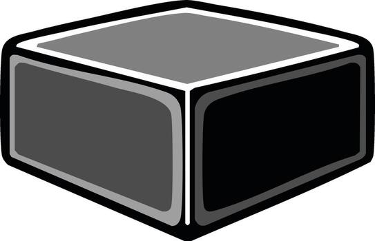 Isometric grey box with rounded corners, shadow effect, geometric design vector