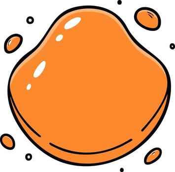 Playful orange blob with splash elements and glossy highlights in a fun cartoon style vector