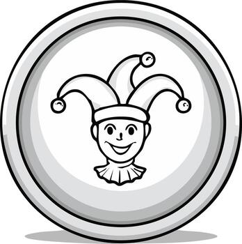 Smiling Jester Cartoon Face in a Circular Frame vector
