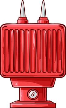 Vibrant Red Cartoon Futuristic Device with Pointed Spikes and Ribbed Design Element vector