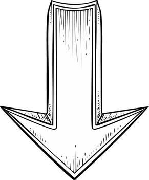 Drawn Arrow Pointing Downward Sketch Illustration Graphic Design Element vector